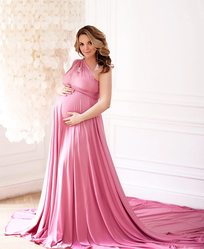 Rose Pink Maternity Dress  Sexy Prom Dress Bridesmaid Dress