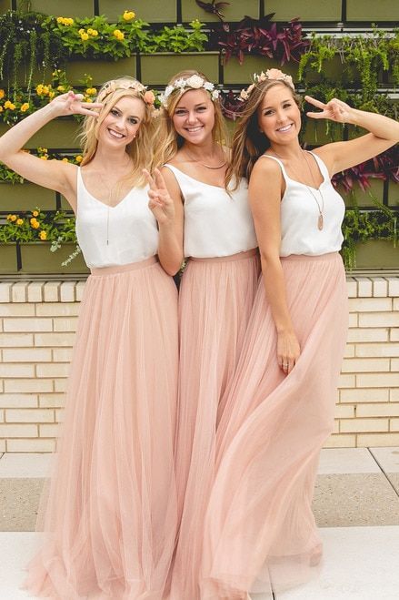 Blush Pink Full Length Wedding Skirt Party Skirt