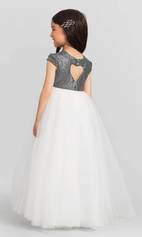 Sequin Tulle Full Length Flower Girl Dress