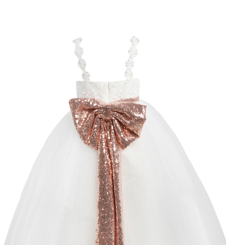 Ivory Lace Tulle Tea Length Flower Girl Dress