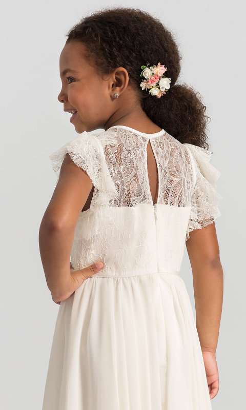 Ivory Lace Tulle Full Length Flower Girl Dress