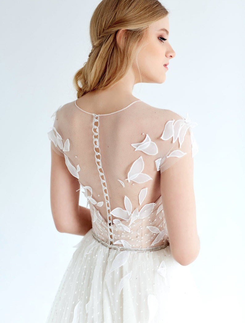 Ivory Polka Dots Sexy  Bridal Gown Wedding Dress