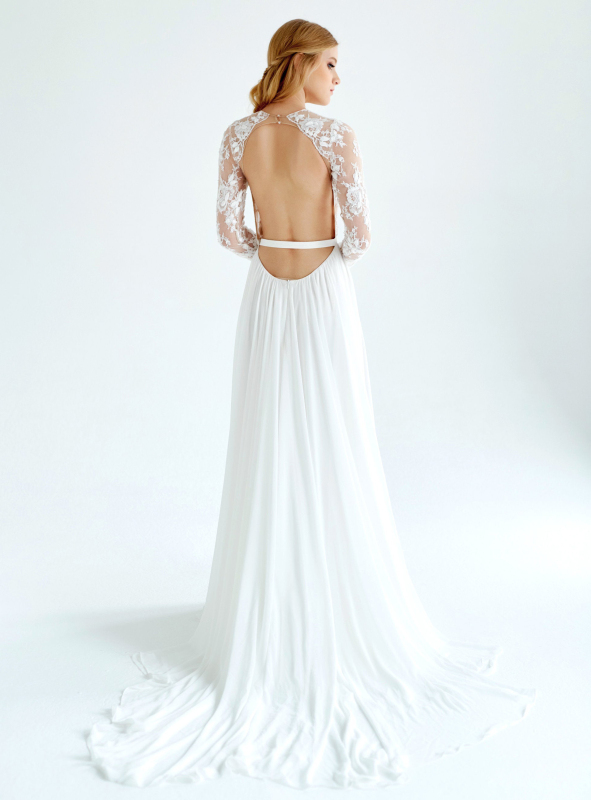 Ivory Lace Backless Sexy  Bridal Gown Wedding Dress