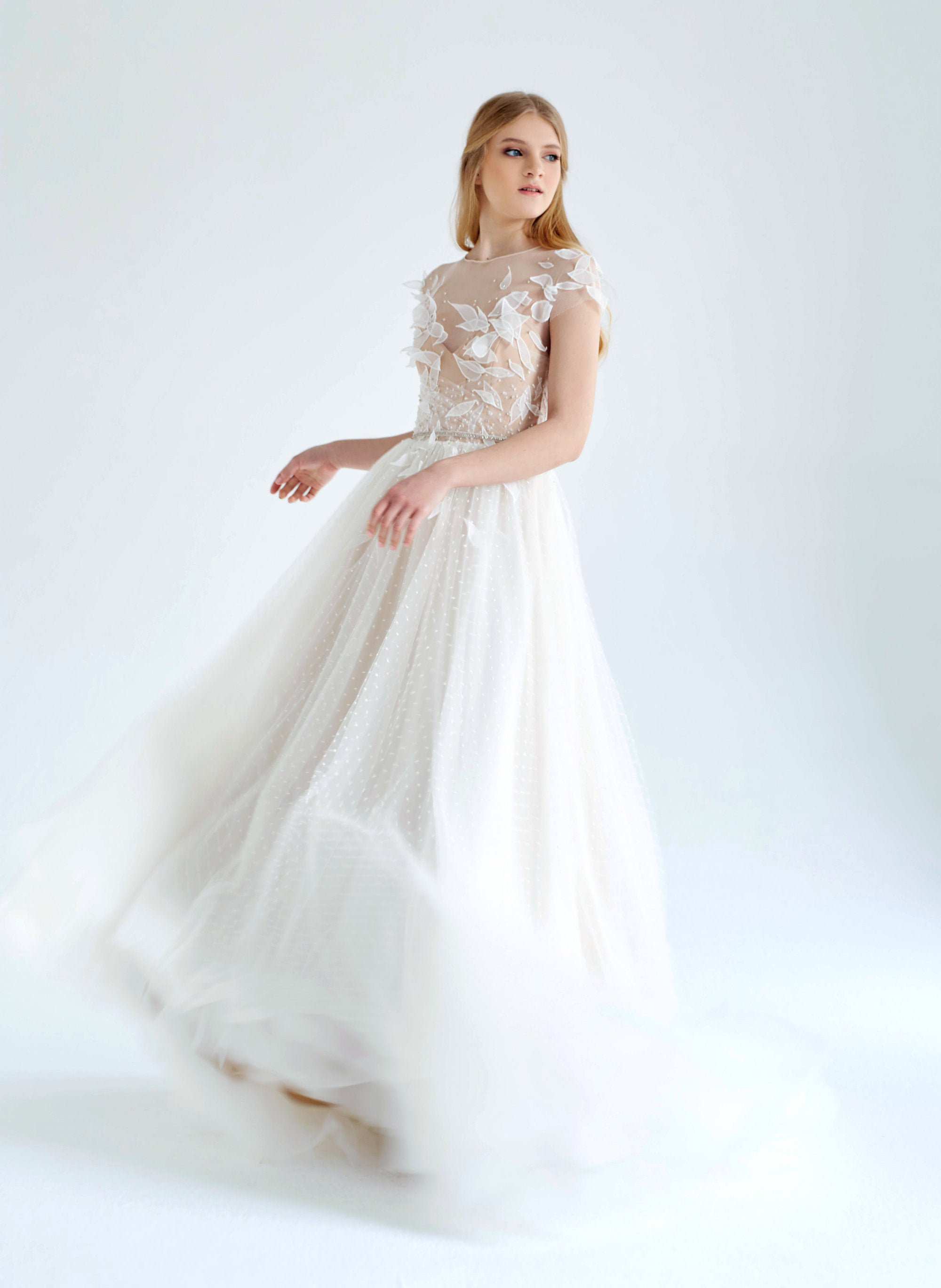 Ivory Polka Dots Sexy  Bridal Gown Wedding Dress