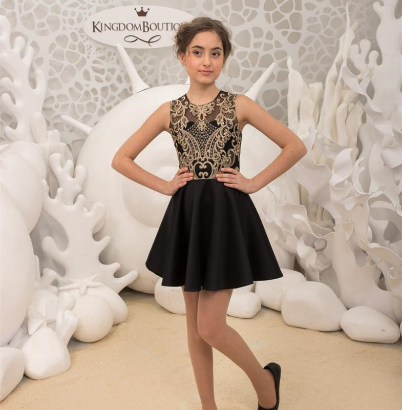 Black Lace Tulle Flower Girl Dress Party Dress Pageant Dress