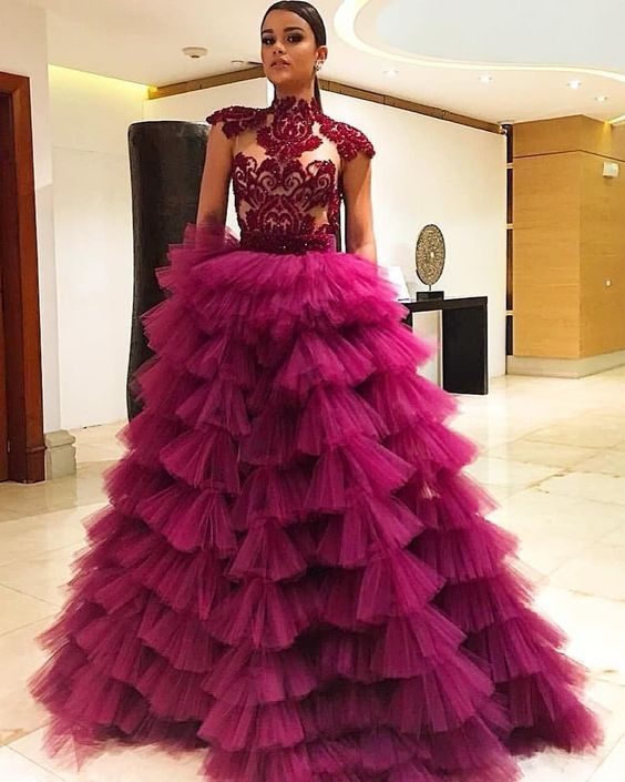 Rose Pink Long Train Sexy Prom Dress special occasion skirt