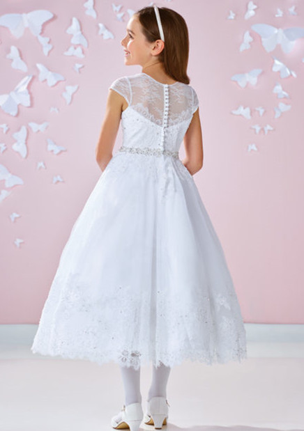 White Ankle Length Lace Tulle Flower Girl Dress Party Dress Pageant Dress Communion Dress