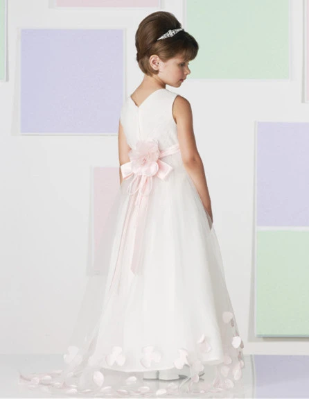 Ivory Full Length Lace Tulle Flower Girl Dress Party Dress Pageant Dress Communion Dress