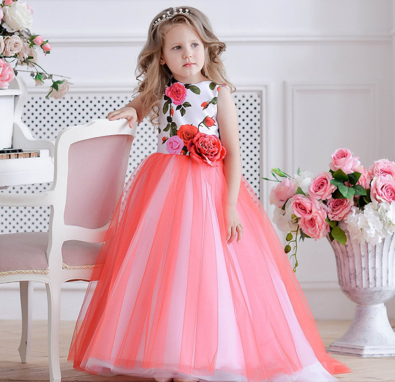 Satin Tulle Lace Up Short Train Flower Girl Dress Party Dress Pageant Dress