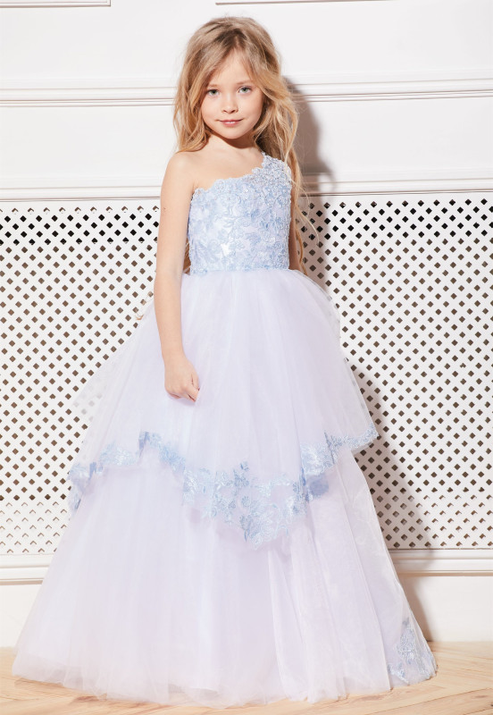 White Full Length Lace Tulle Flower Girl Dress Party Dress Pageant Dress