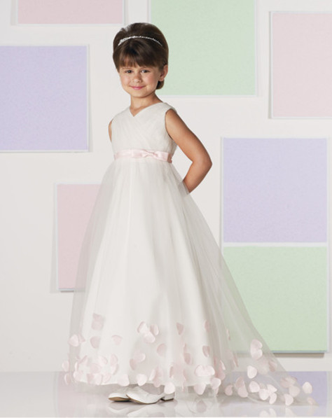 Ivory Full Length Lace Tulle Flower Girl Dress Party Dress Pageant Dress Communion Dress