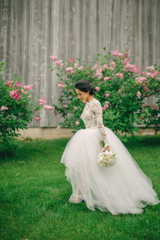 2 Pieces Ivory Short Train Wedding Dress Short Train Skirt