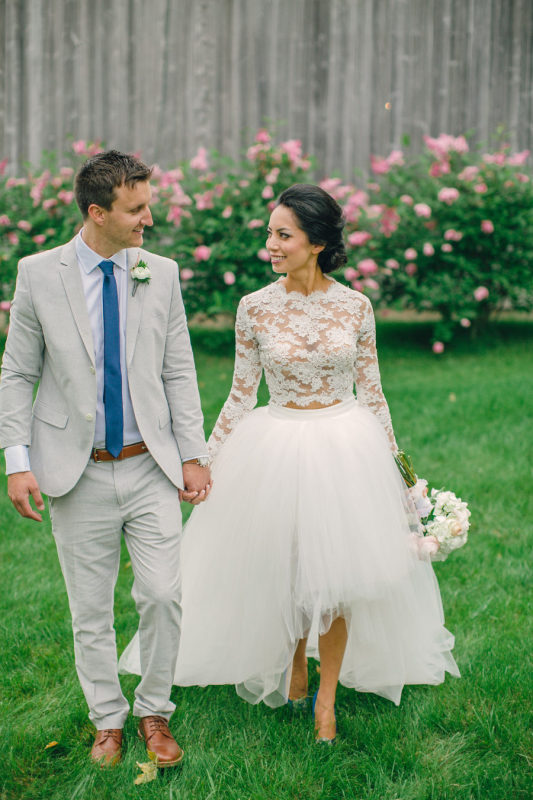 2 Pieces Ivory Short Train Wedding Dress Short Train Skirt