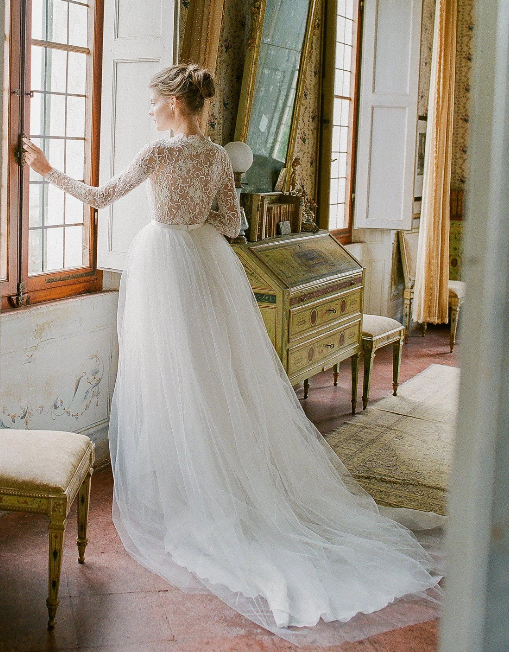 Ivory Lace Tulle Bridal Gown Wedding Dress