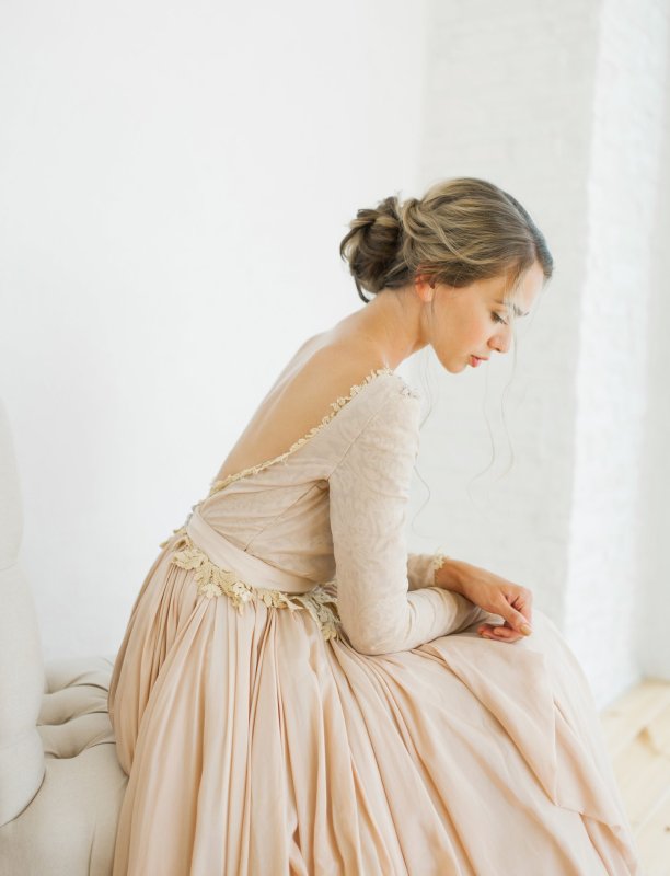 Vback Lace Chiffon Bridal Gown Wedding Dress