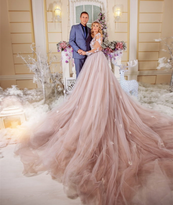 Mauve  Long Train Maternity Prom Dress Wedding Dress