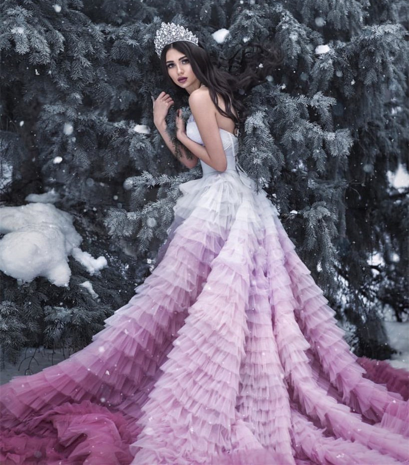 Two Pieces Long Train  Skirt Prom Dress Bridal Gown Wedding Dress