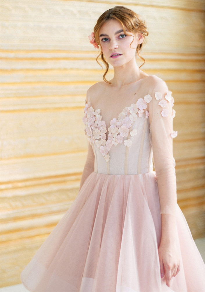 Short Train Wedding Party Dress Bridal Gown