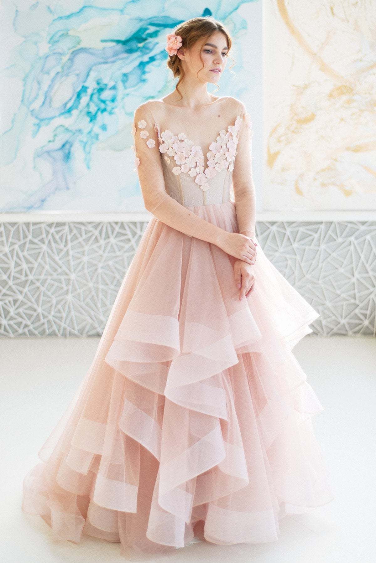 Short Train Wedding Party Dress Bridal Gown