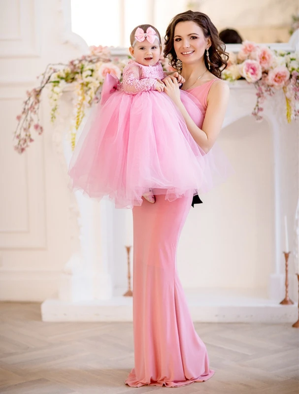 Lace Tulle Mother And Kids Dress Prom Dress