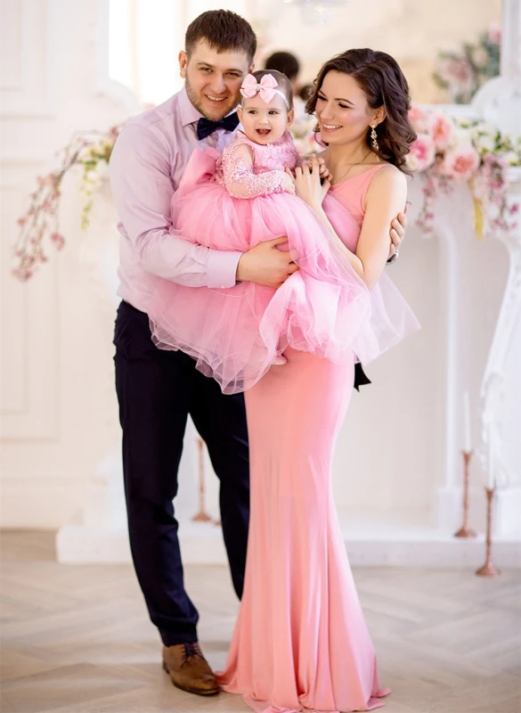 Lace Tulle Mother And Kids Dress Prom Dress