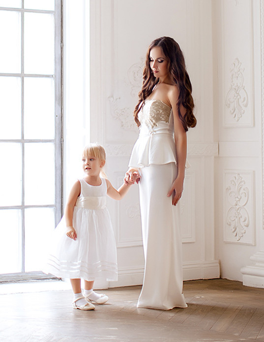 Ivory Mother And Kids Dress Prom Dress