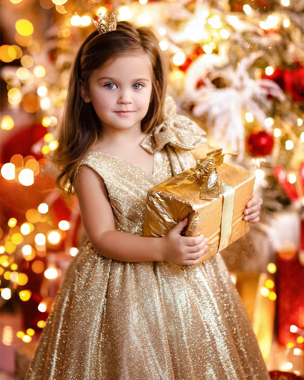 Gold Sequin Flower Girl Dress Party Dress