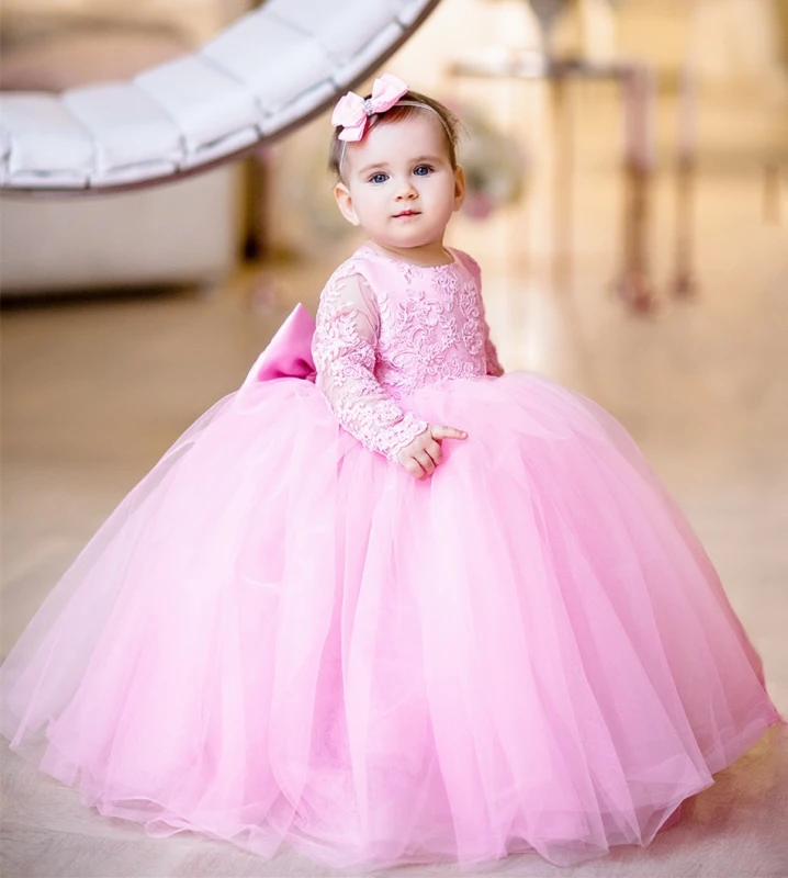 Pink Lace Tulle Flower Girl Dress Party Dress