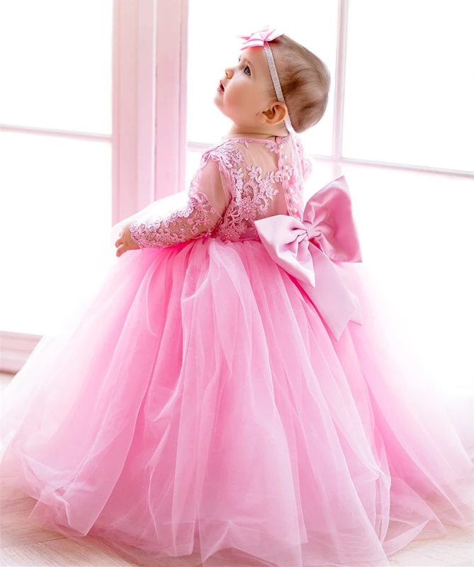 Pink Lace Tulle Flower Girl Dress Party Dress