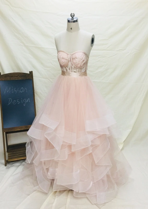 2 Pieces Blush Pink Wedding Dress