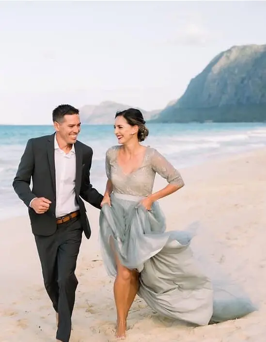 2 Pieces Blue Grey Wedding Dress 2 Pieces Blue Grey Wedding Dress