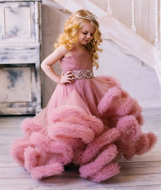 Mauve Tulle Flower Girl Dress Party Dress