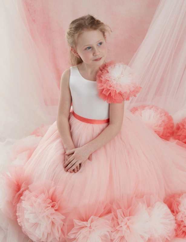 Pink Tulle Mixed Color Girls Pageant Dress Girls Party Dress