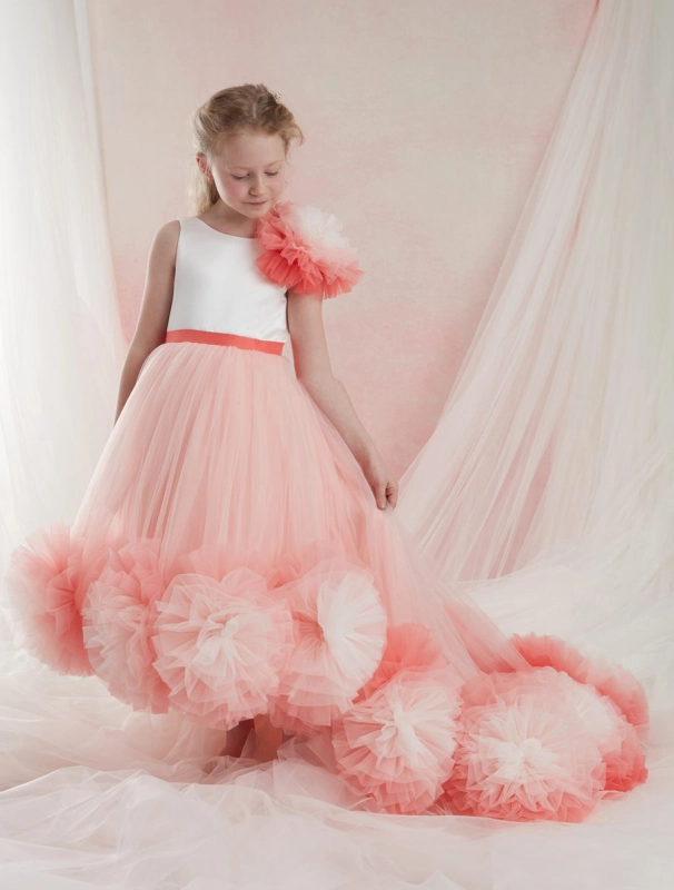 Pink Tulle Mixed Color Girls Pageant Dress Girls Party Dress