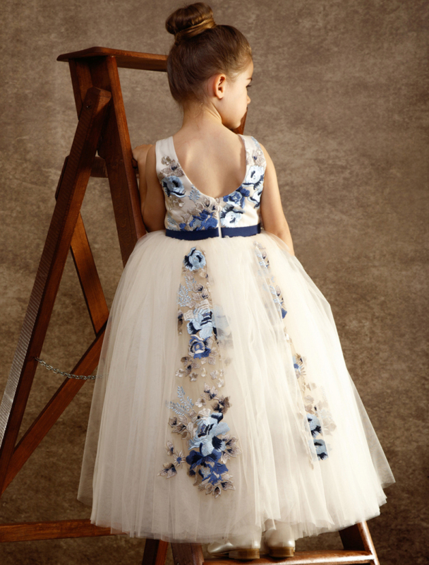 Ivory Tulle Fuffle Girls Pageant Dress Flower Girl Dress