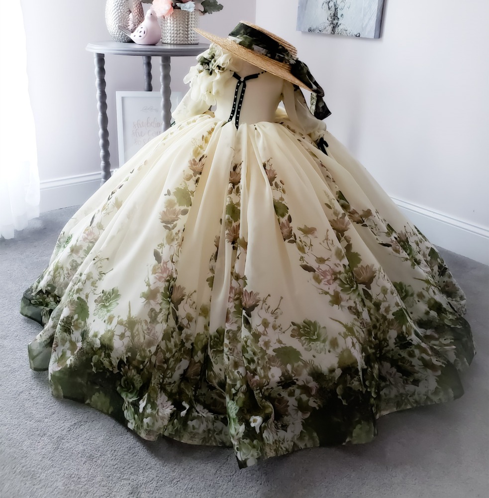Cream Chiffon Full Length Pageant Girls Party Dress Flower Girl Dress