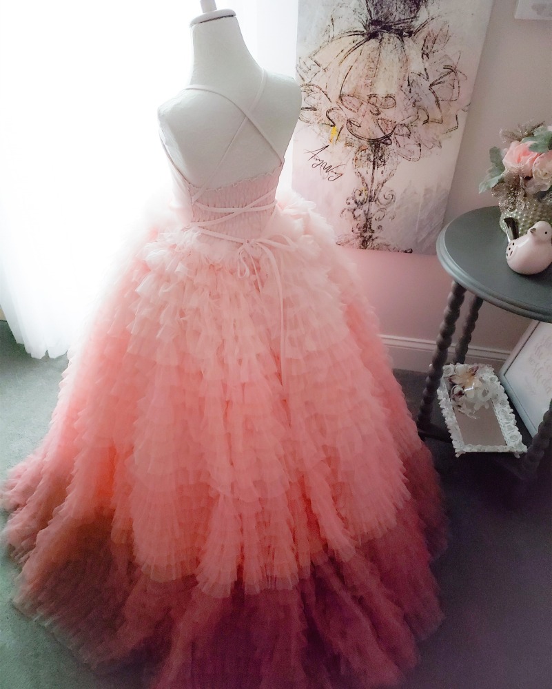 Lace Tulle Full Length Pageant Girls Party Dress Flower Girl Dress