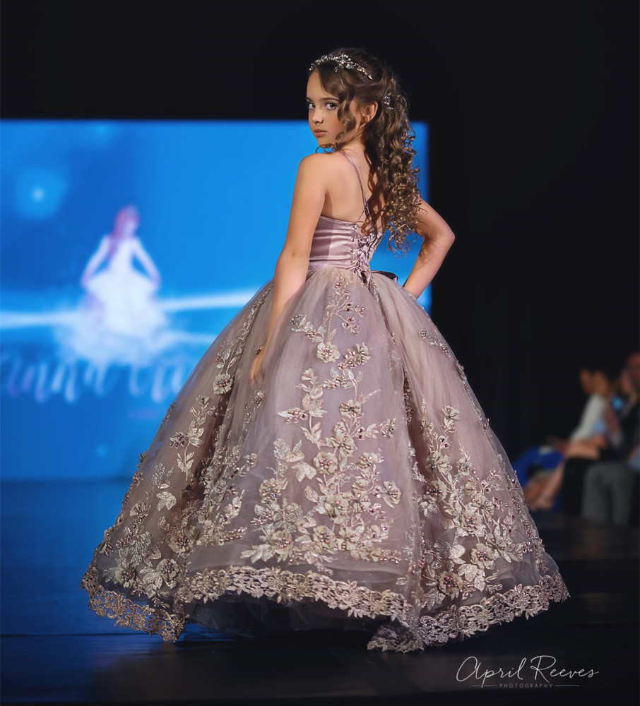 Lace Tulle Full Length Pageant Girls Party Dress Flower Girl Dress