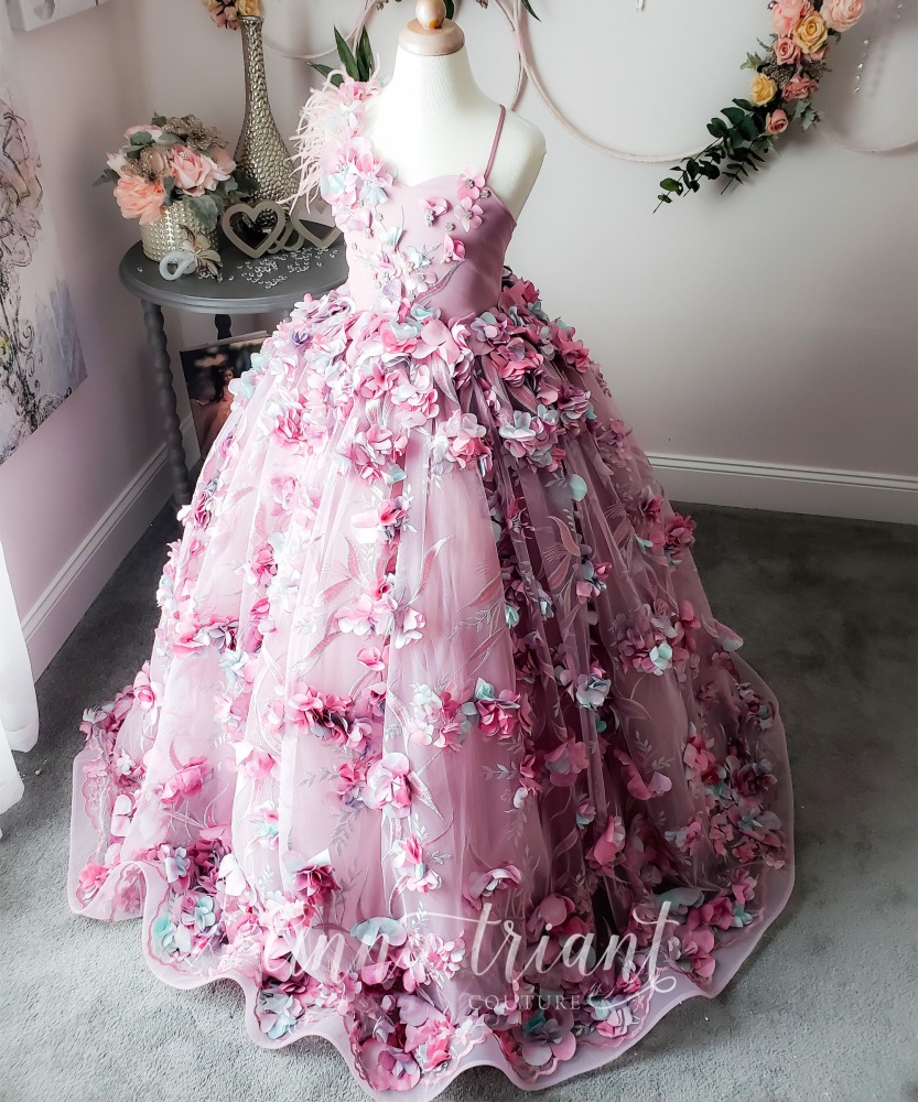 Organza Full Length Pageant Girls Party Dress Flower Girl Dress