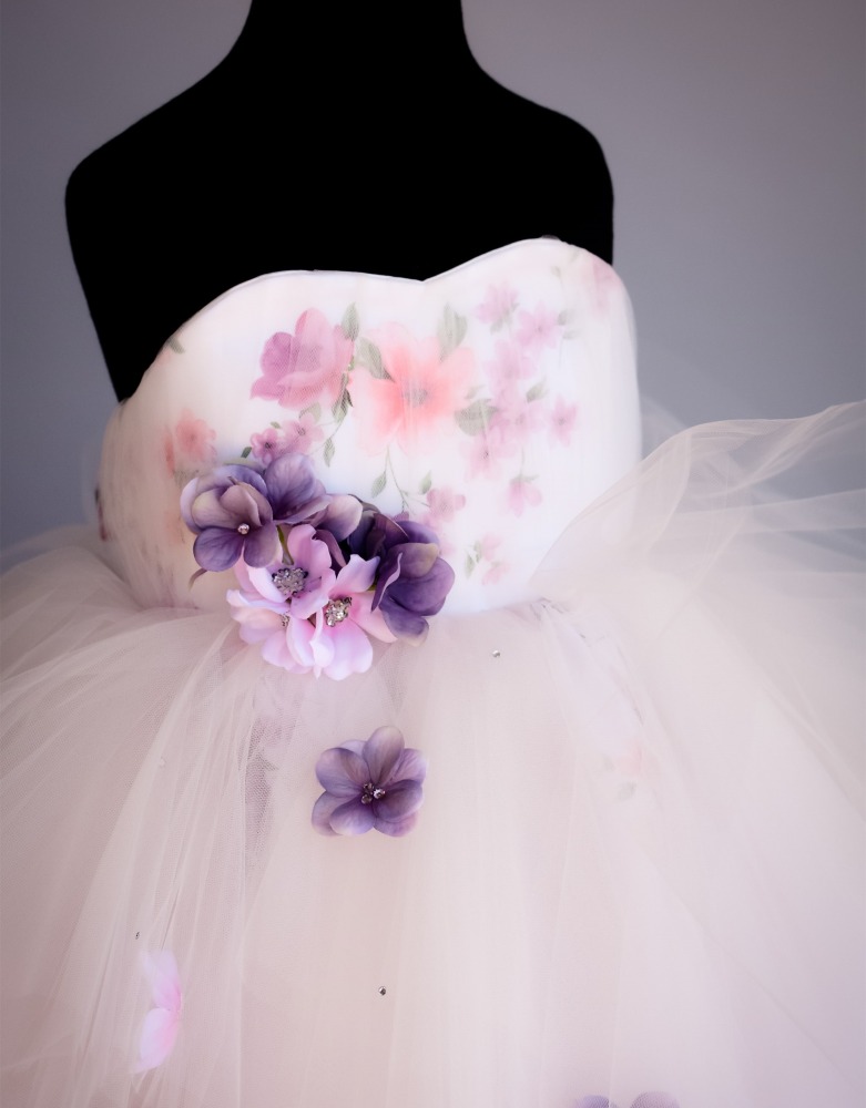 Satin Tulle Full Length Pageant Girls Party Dress Flower Girl Dress