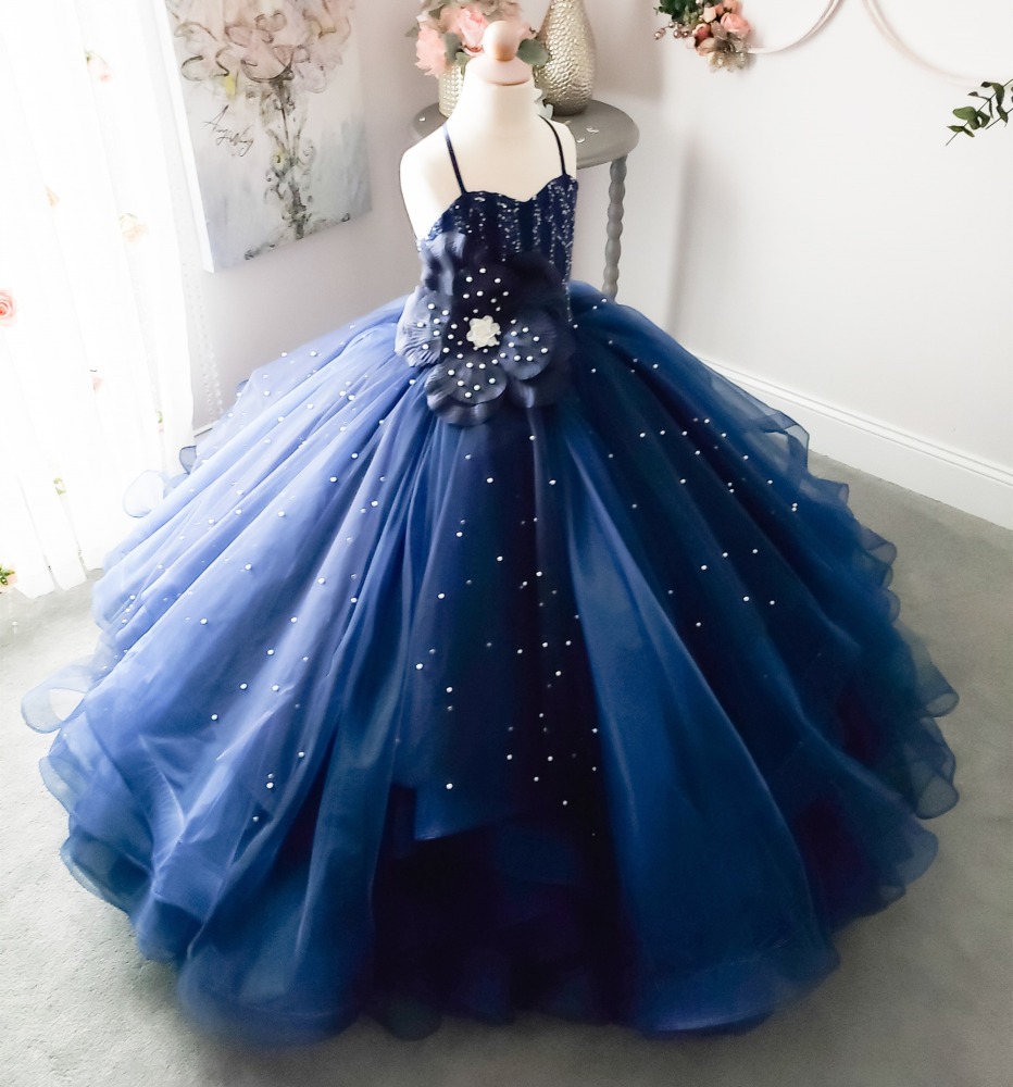 Lace Tulle Full Length Pageant Girls Party Dress Flower Girl Dress
