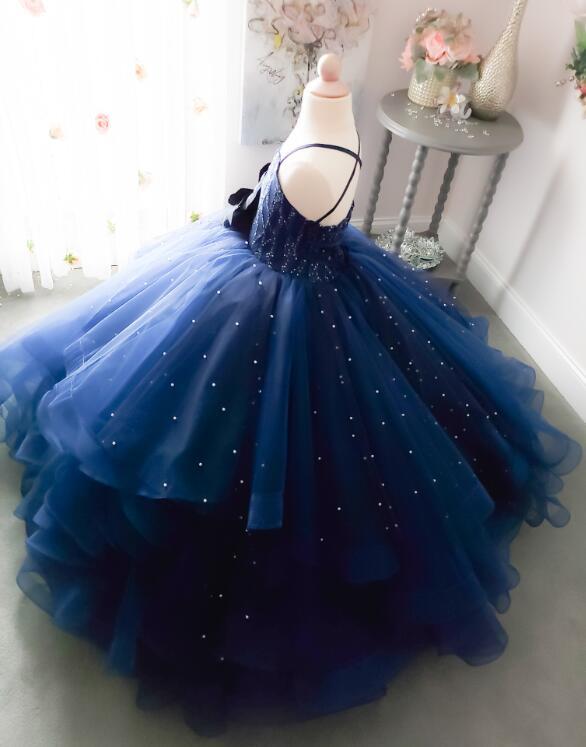 Lace Tulle Full Length Pageant Girls Party Dress Flower Girl Dress