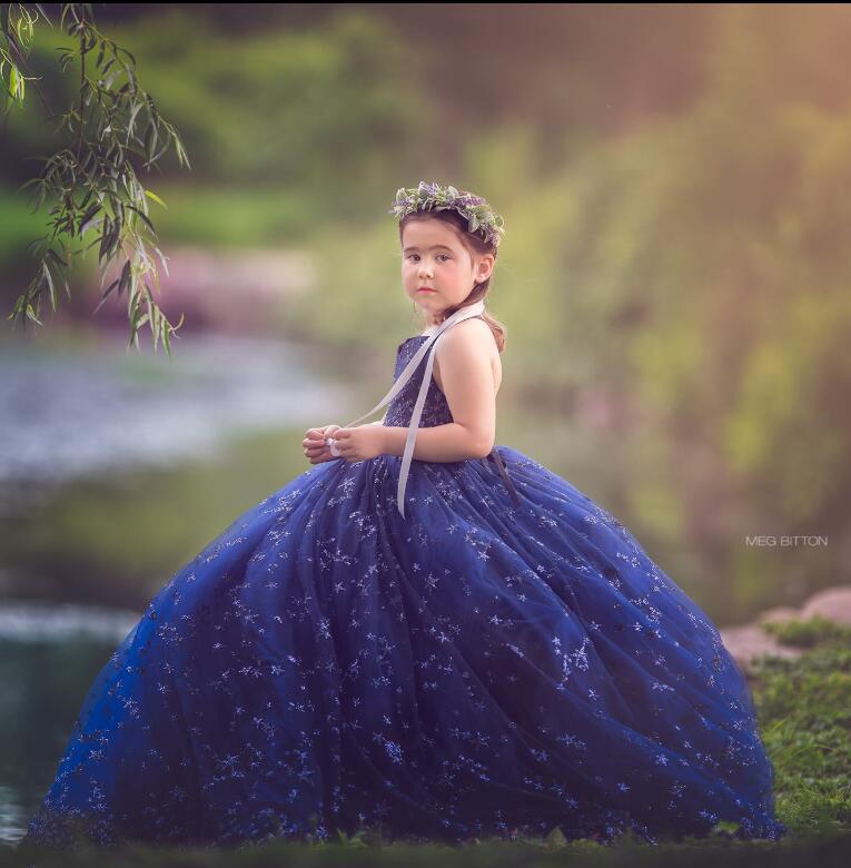 Chiffon Full Length Pageant Girls Party Dress Flower Girl Dress