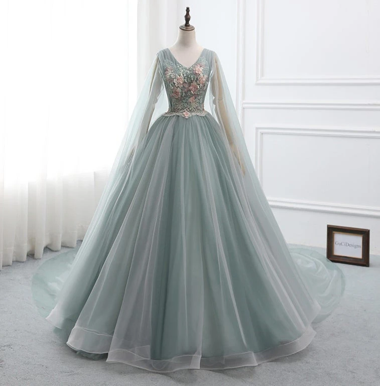 Dusty Green Lace Tulle Wedding Dress Bridal Gown