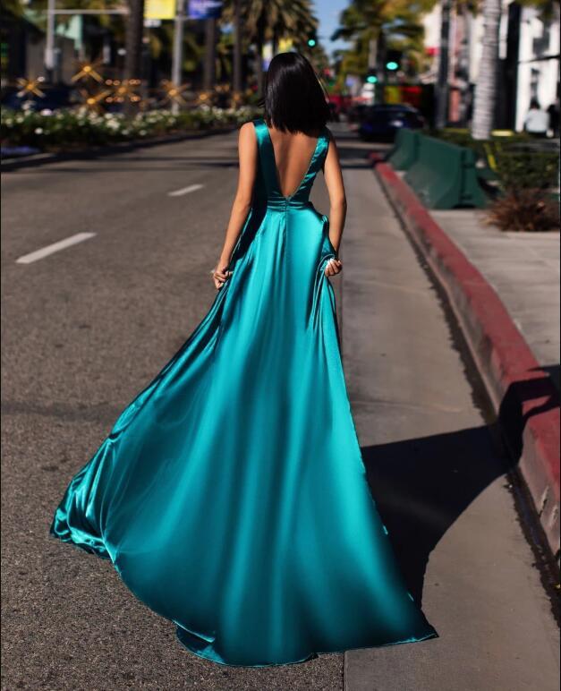 Satin Short Train Sexy Prom Dress