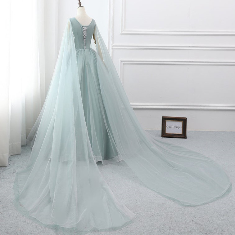 Dusty Green Lace Tulle Wedding Dress Bridal Gown