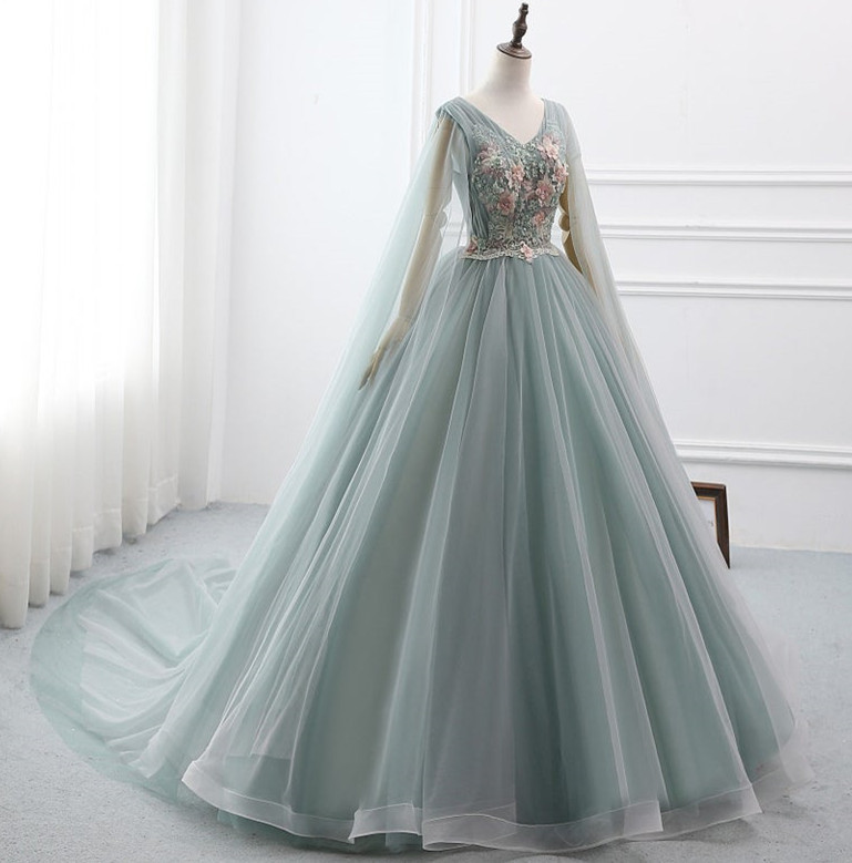 Dusty Green Lace Tulle Wedding Dress Bridal Gown