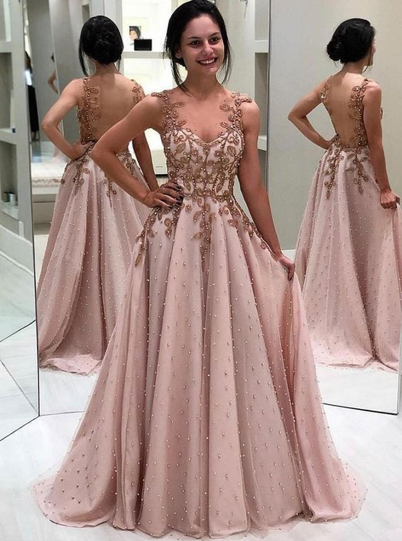 Lace Tulle Short Train Prom Dress