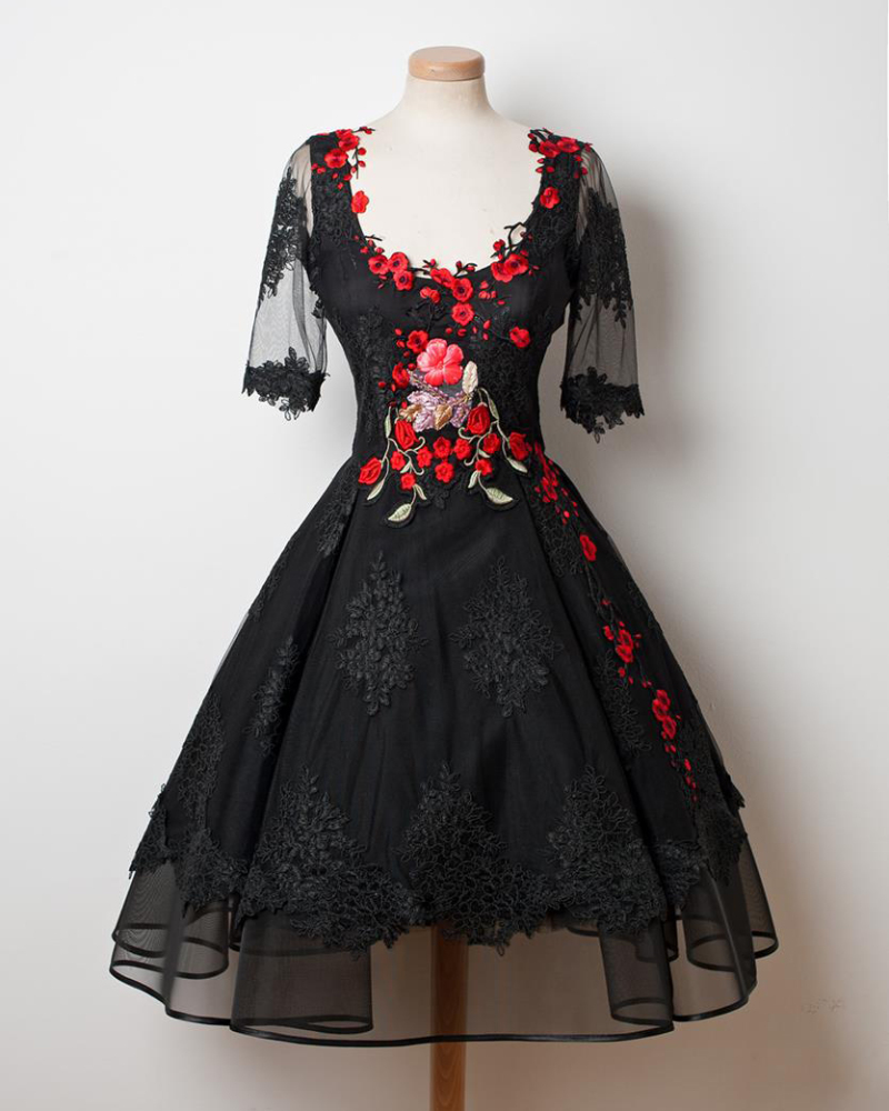 Black Wedding Dress Lace Tulle Prom Dress Special Occasion Dress