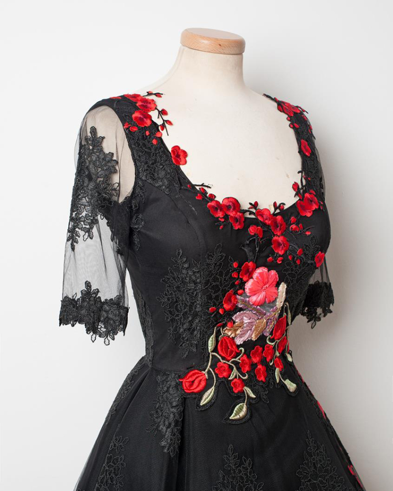 Black Wedding Dress Lace Tulle Prom Dress Special Occasion Dress